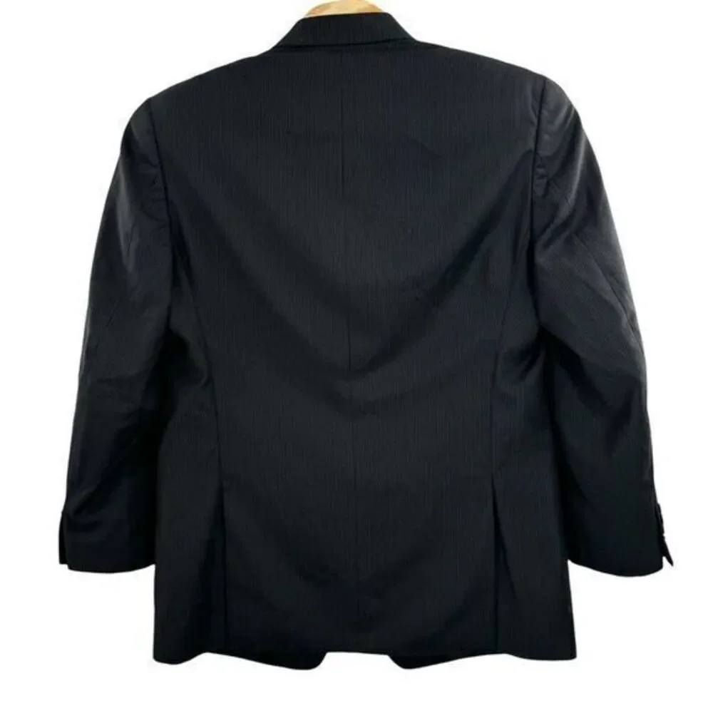 Calvin Klein Mens 46 L Black  3 Button‎ 100% Wool Blazer Sports Jacket